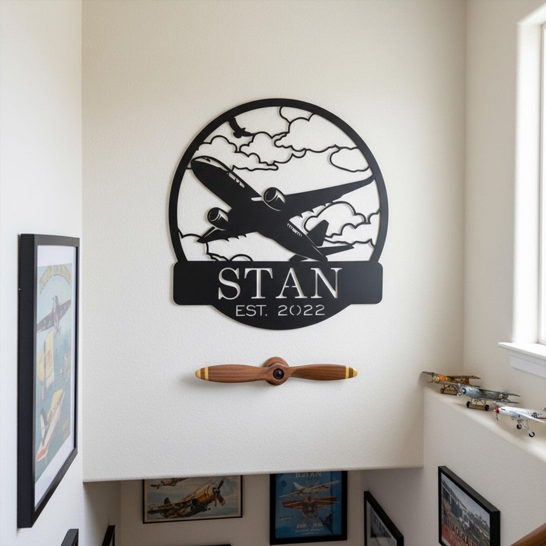Custom Airplane Metal Sign, Airplane Propeller Decor, Hangar Wall Art ...