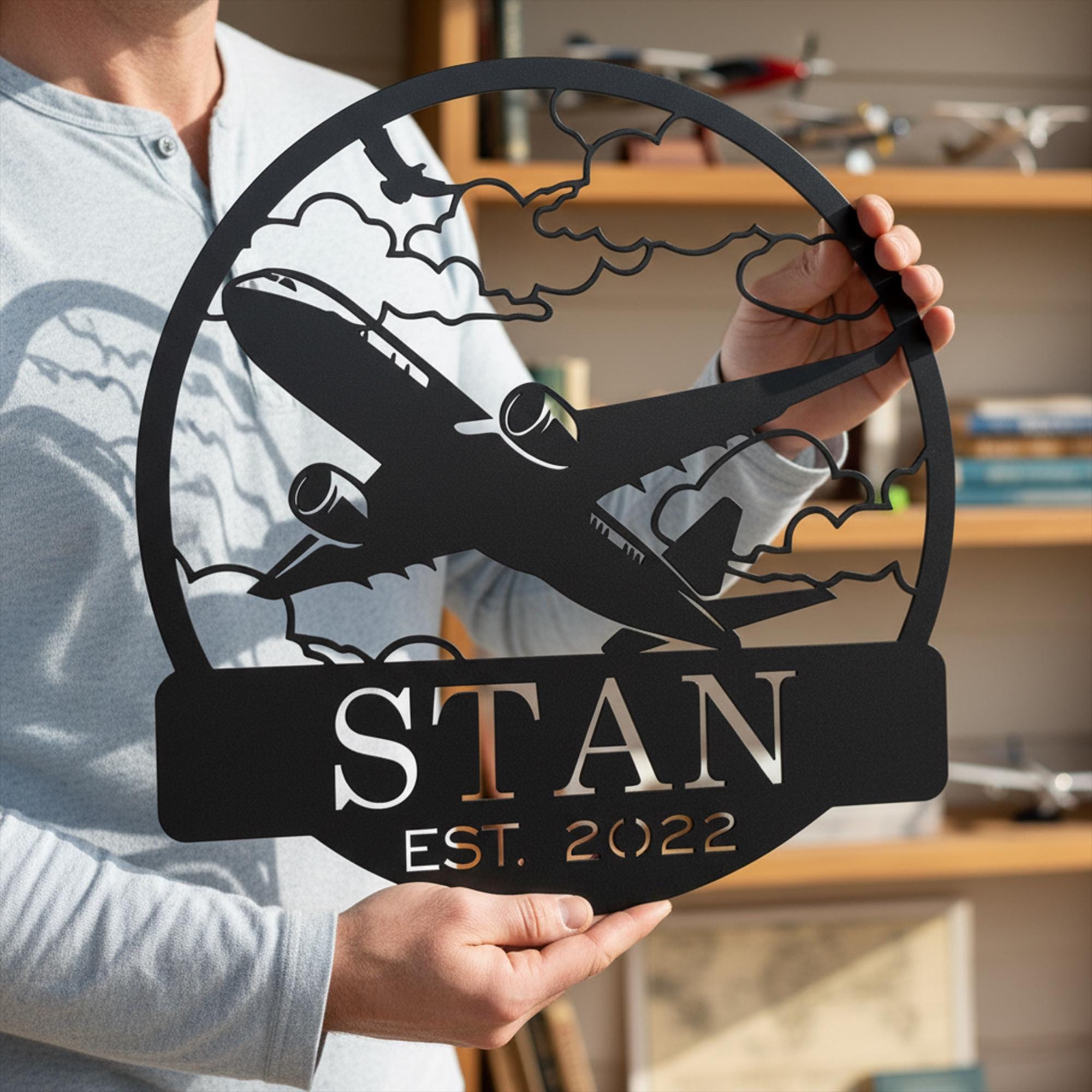 Custom Airplane Metal Sign, Airplane Propeller Decor, Hangar Wall Art ...