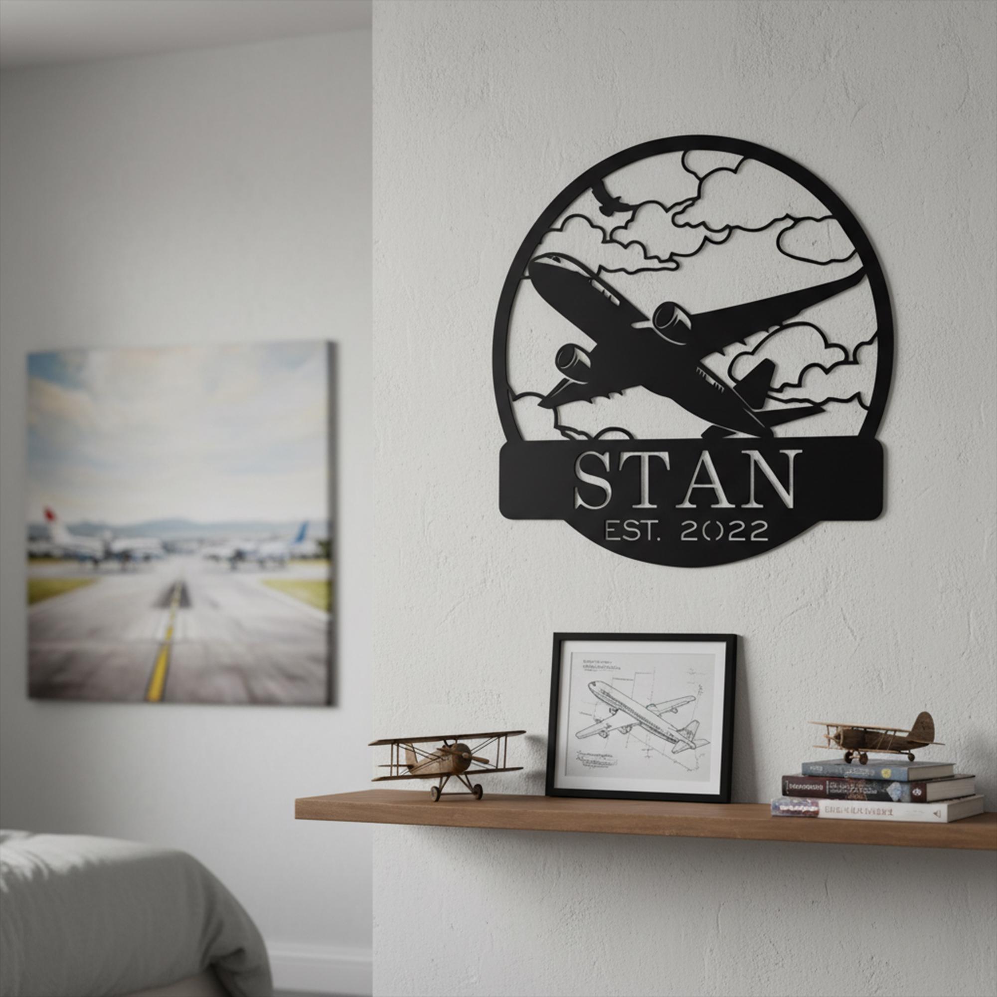 Custom Airplane Metal Sign, Airplane Propeller Decor, Hangar Wall Art ...
