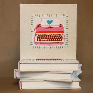 Handgefertigtes Patchwork Schreibmaschinenbuch, Canvas Notizbuch, Reisetagebuch, Erinnerungsbuch, Scrapbook, Fotoalbum