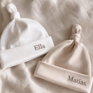 Gepersonaliseerde babymutsje van biologisch katoen | Op maat geborduurde pasgeboren beanie