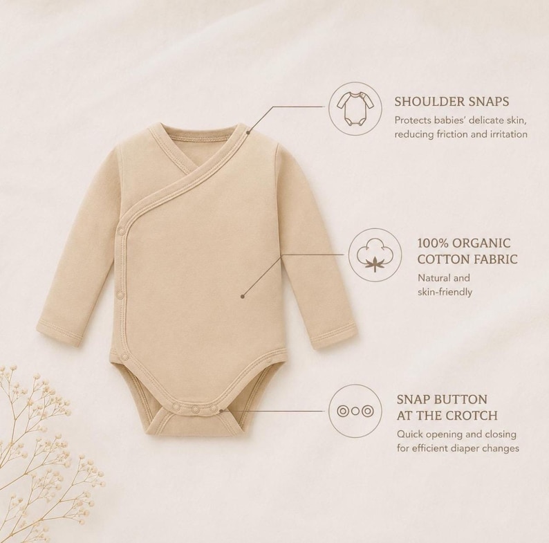 Baby's First Christmas Body, Embroidered Gingerbread, Candy Cane, Rocking Horse (Organic Cotton) image 5