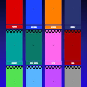 Mini F1 Car Display - A4 Digital Print (Blue + Black Background) - Frame and cars not included