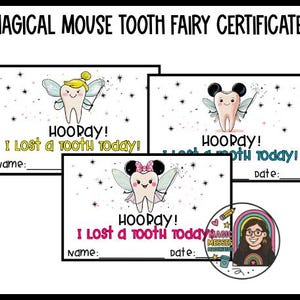 Magical Mouse Lost Tooth Certificate | Printable Tooth Fairy Award for Boys & Girls | Instant Download PDF | School Lost Tooth Certificate