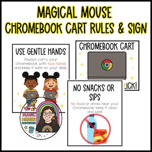 Magical Mouse Chromebook Cart Rules and Sign Kindergarten First Grade
