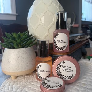 4Step Natural Skincare Routine | Cleanser, Toner, Exfoliate & Moisturizer Set | Complete Facial Glow Kit image 3