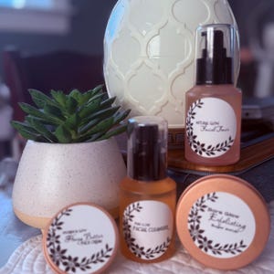 4Step Natural Skincare Routine | Cleanser, Toner, Exfoliate & Moisturizer Set | Complete Facial Glow Kit image 5