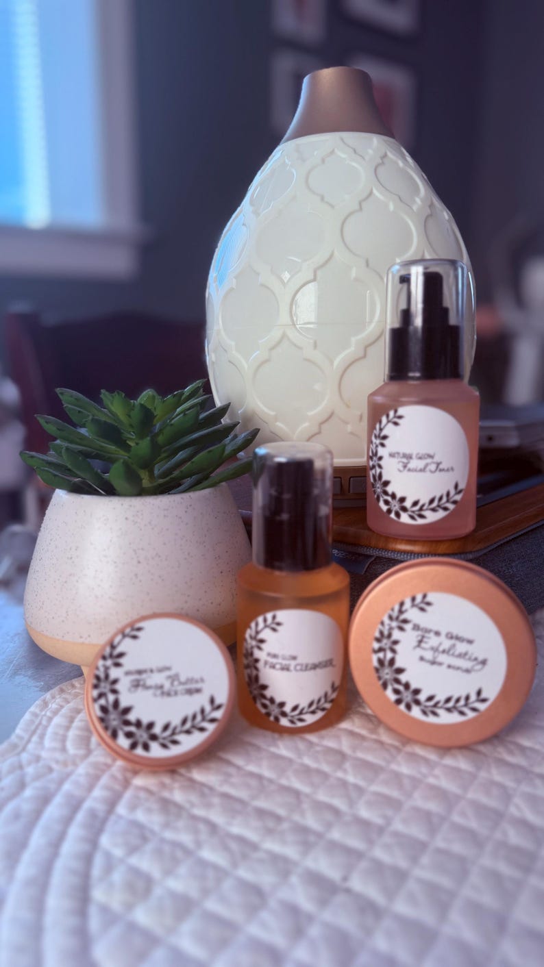 4Step Natural Skincare Routine | Cleanser, Toner, Exfoliate & Moisturizer Set | Complete Facial Glow Kit image 5