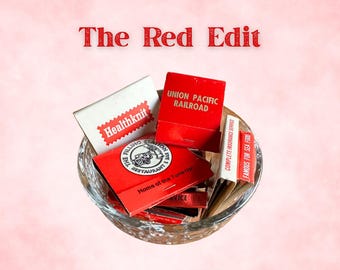 Vintage Matchbooks & Matchboxes Lot – 15 Assorted Colors, Mostly Unstruck (The Red Edit)