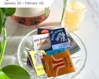Aquarius Matchbook Set of 10 – Handmade Custom Astrology Matches (Zodiac Edit)