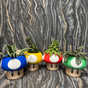 Pot de fleur champignon & plante fantaisy - Décoration gaming
