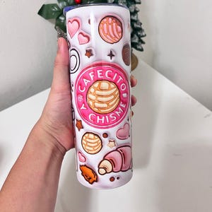 Cafecito Y Chisme Tumbler: Latina Gift, Pink Conchas Design