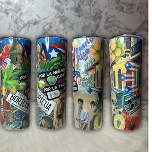 Bad Bunny Skinny Tumbler 20oz: Puerto Rico Design, Boricua Gift