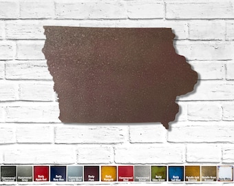 Iowa - Metal Wall Art Home Decor- Handmade - Choose 11", 17" or 23" wide - Choose your patina color - and Choose any USA State!