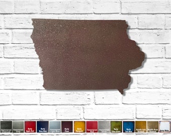 Handmade Metal Iowa Wall Art – Choose Size, Patina Color, Any USA State