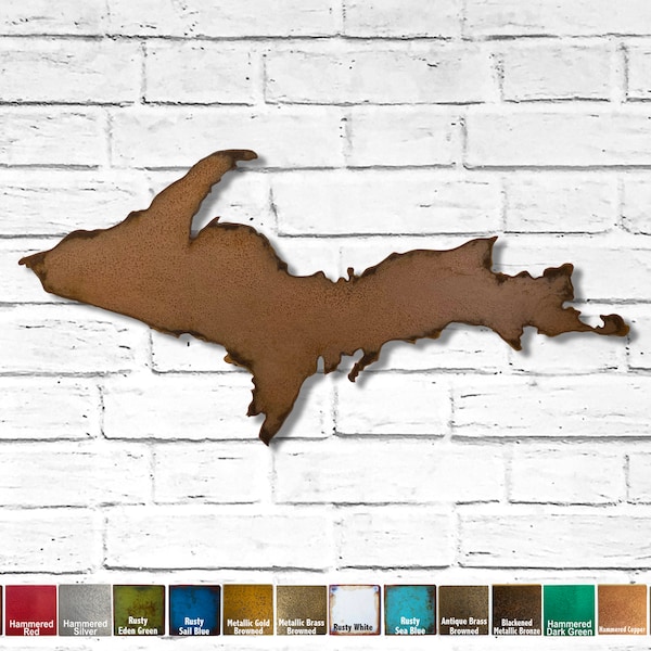 Upper Michigan Metal Wall Art - Choose 18", 24", 36" or 47" wide  - Choose from tons of patina colors - Michigan Metal Art Marquette