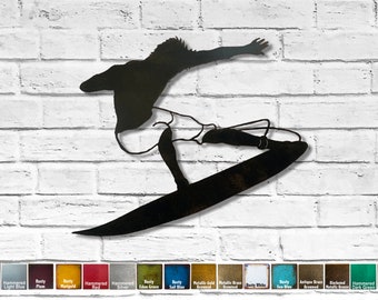 Surfer Metal Wall Art  - Home Decor Choose 17", 24" or 36" wide surfer dude - Choose your Patina Color