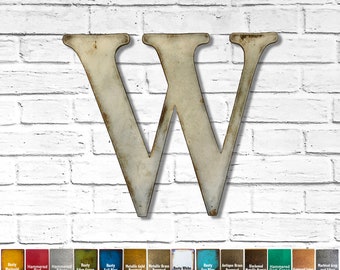 Metal Letter W - 8", 12", 16", 22", 30" or 35" tall - Handmade Metal Wall Art Decor - Choose your Patina Color, Size and Letter or Number