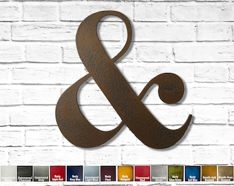 AMPERSAND wall art custom sign 5", 8", 12", 17", 22" or 30" tall metal symbol steel - choose your color with rust accents patina