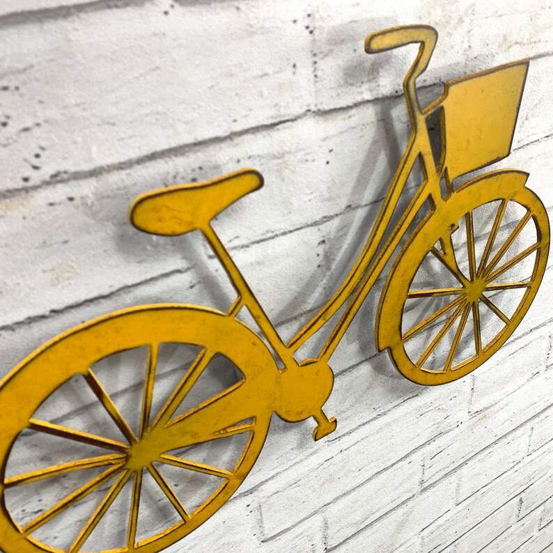 Bicycle with Basket Metal Wall Art Home Decor Handmade Etsy