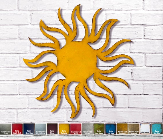 Yellow Sun Metal Wall Art Home Decor 