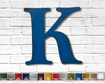 Letra K de metal para decoración de pared – Acero de calibre 14, elige tamaño y color de pátina.