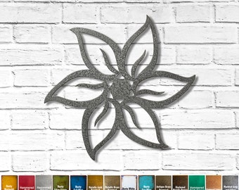 Flor de molinillo - Decoración de pared de metal - Elige tu tamaño: 12", 17" o 23" de ancho y un color de pátina - Decoración de pared colgante hecha a mano y original