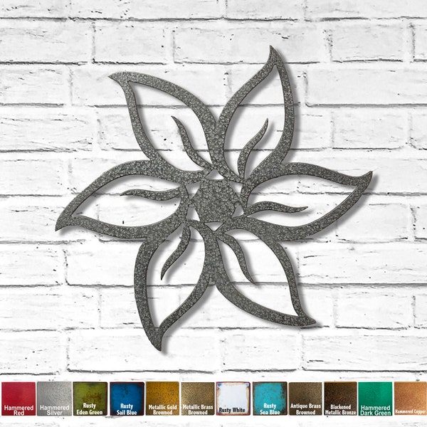 Pinwheel Flower - Metal Wall Art  -Choose your size 12", 17" or 23" wide, Choose a Patina Color - Handmade Hanging Whimsical Wall Decoration