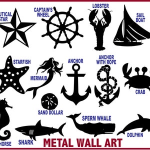 Shark Metal Wall Art Home Decor Handmade Choose your Size 11, 17 or 23 and Patina Color and Choose from a Variety of Nautical Items image 3