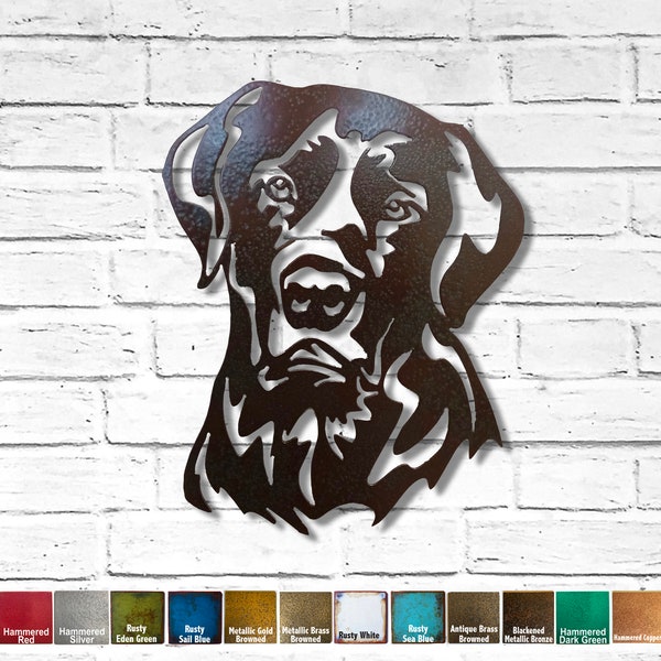 Labrador Retriever Bust - Metal Wall Art - Handmade - Choose 11", 17" or 23" tall - Choose your Patina Color - Metal Dog Wall Decoration