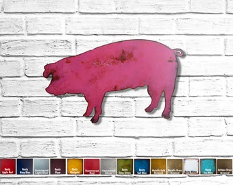 Landrace Pig - Metal Wall Art Home Decor - Handmade - Choose 7", 15" or 24" long - Choose your Patina Color - Choose Landrace or Berkshire!