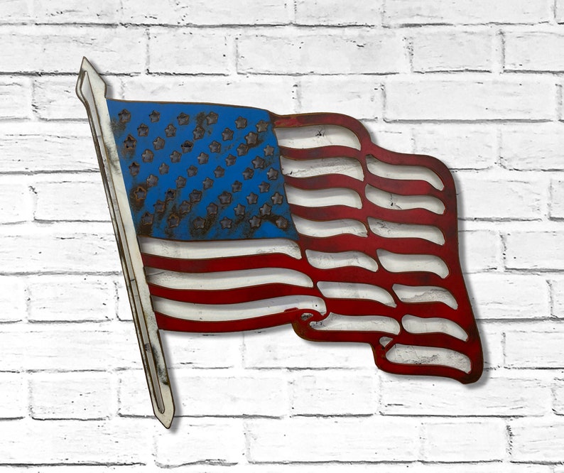 American Flag Metal Wall Art Choose Your Size 12 Etsy