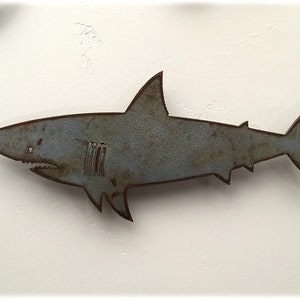 Shark Metal Wall Art Home Decor Handmade Choose your Size 11, 17 or 23 and Patina Color and Choose from a Variety of Nautical Items image 7
