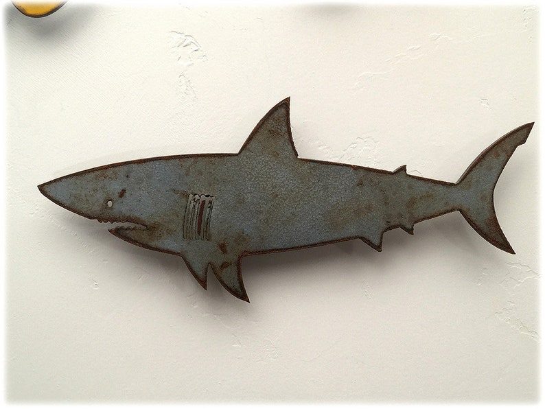 Shark Metal Wall Art Home Decor Handmade Choose your Size 11, 17 or 23 and Patina Color and Choose from a Variety of Nautical Items image 7