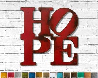 HOPE wall art metal sign - Choose 8", 11", 17" or 24" tall and your patina color