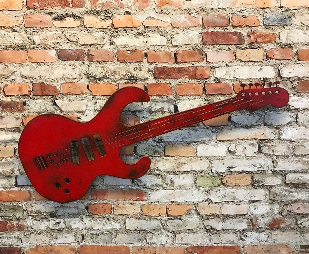 Electric Guitar Metal Wall Art Handmade Home Decor Choose 24, 36, 42 or