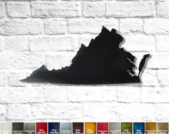 Virginia - Metal Wall Art - Handmade- Choose 12", 17" or 24" wide - Choose your patina color - and Choose any USA State!