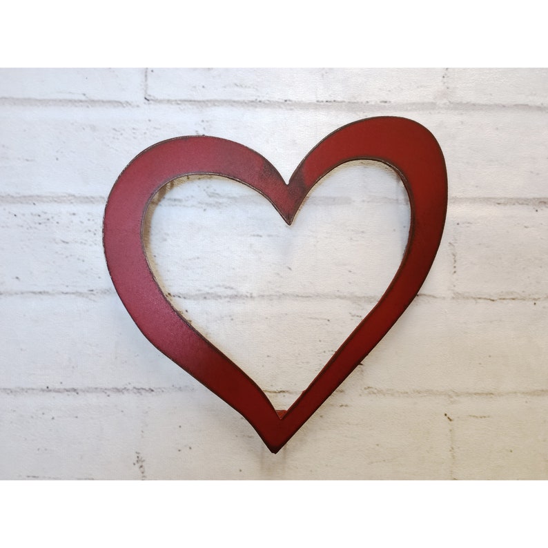 Shabby Chic Heart Metal Wall Art Home Decor Choose 8.5, 12, 17 or 20 wide, Choose a Patina Color Handmade Hollowed Heart Cutout image 9