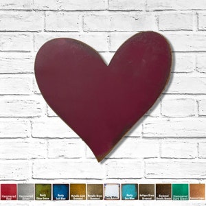 Decoración de pared metálica en forma de corazón – Elige el color de la pátina, 30-58 cm de ancho. imagen 1