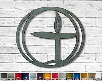 Unitarian Chalice - Flaming Chalice - Metal Wall Art Home Decor - Handmade - 11", 17" or 23" wide - Choose your Patina Color!