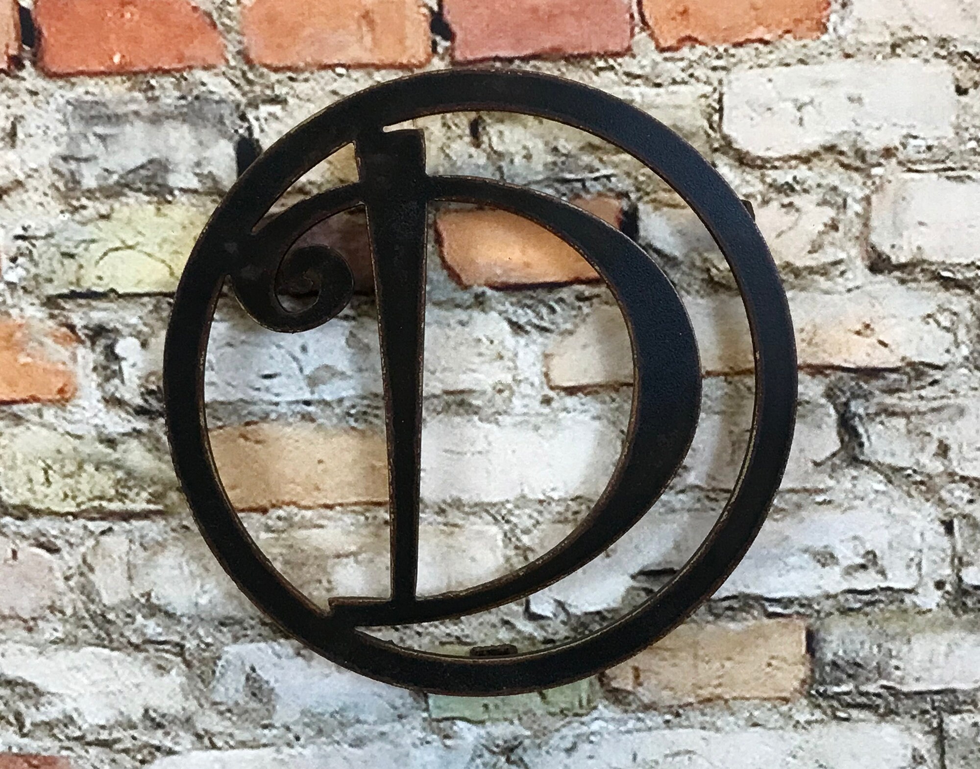 Encircled Metal Letter D Wall Art Choose 8 Etsy