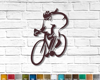 Female Road Bicycle - Metal Wall Art Home Decor - Handmade - Choose your Size 14", 17" or 23" tall, Choose your Patina Color - Hanging Bike