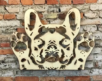 French Bulldog Bust - Metal Wall Art - Handmade - Choose 11", 17" or 23" - Choose your Patina Color, OR Choose from 19 different Dog Breeds!