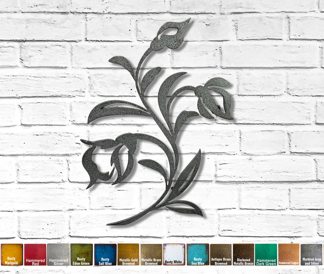 Flowers on Vine Metal Wall Art choose Your Size 15, 23 or 30 Tall