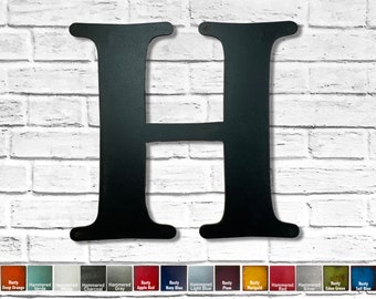 Metal Letter H - 8", 12", 16", 22", 30" or 35" tall - Handmade Metal Wall Art Decor - Choose your Patina Color, Size and Letter or Number