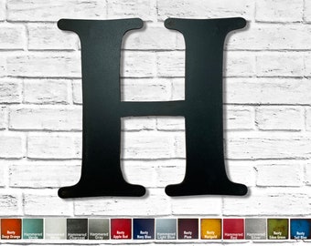 Metal Letter H Wall Art – 12-22" Tall, Choose Patina Color, Steel Decor