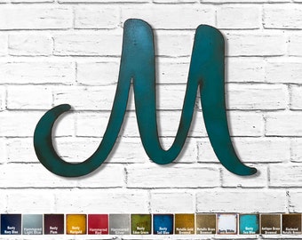 Letter M -Metal Wall Art Home Decor- Choose 8", 12", 16", or 22" inch tall - Karlie Font -Choose a Patina Color, and any Letter/Number!