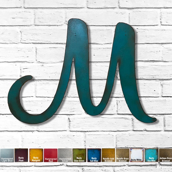 Letter M -Metal Wall Art Home Decor- Choose 8", 12", 16", or 22" inch tall - Karlie Font -Choose a Patina Color, and any Letter/Number!