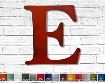 Metal Letter E - 8", 10", 12", 16" or 22" inch tall - Handmade metal wall art - Choose a Patina Color, Size and Letter/Number - Metal Decor