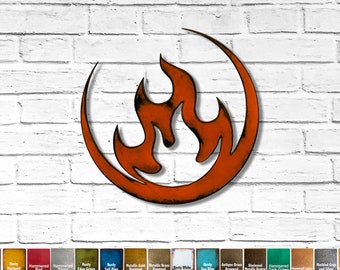 Fire Symbol - Metal Wall Art Home Decor - Choose your size of 12", 17" or 23" - Choose your Patina Color